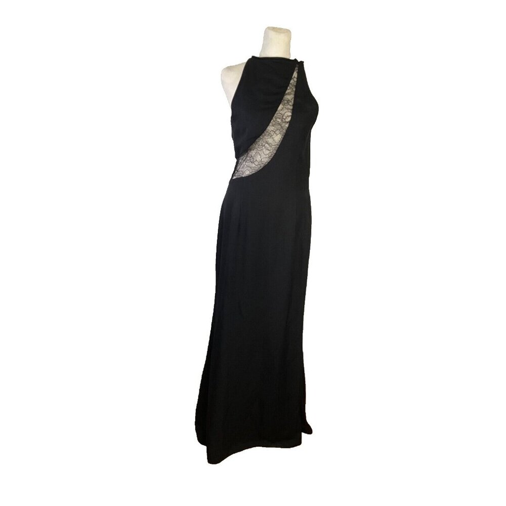 Jessica McClintock Gunne Sax Size M 9/10 Black Long Dress Lace Cut Out Gown